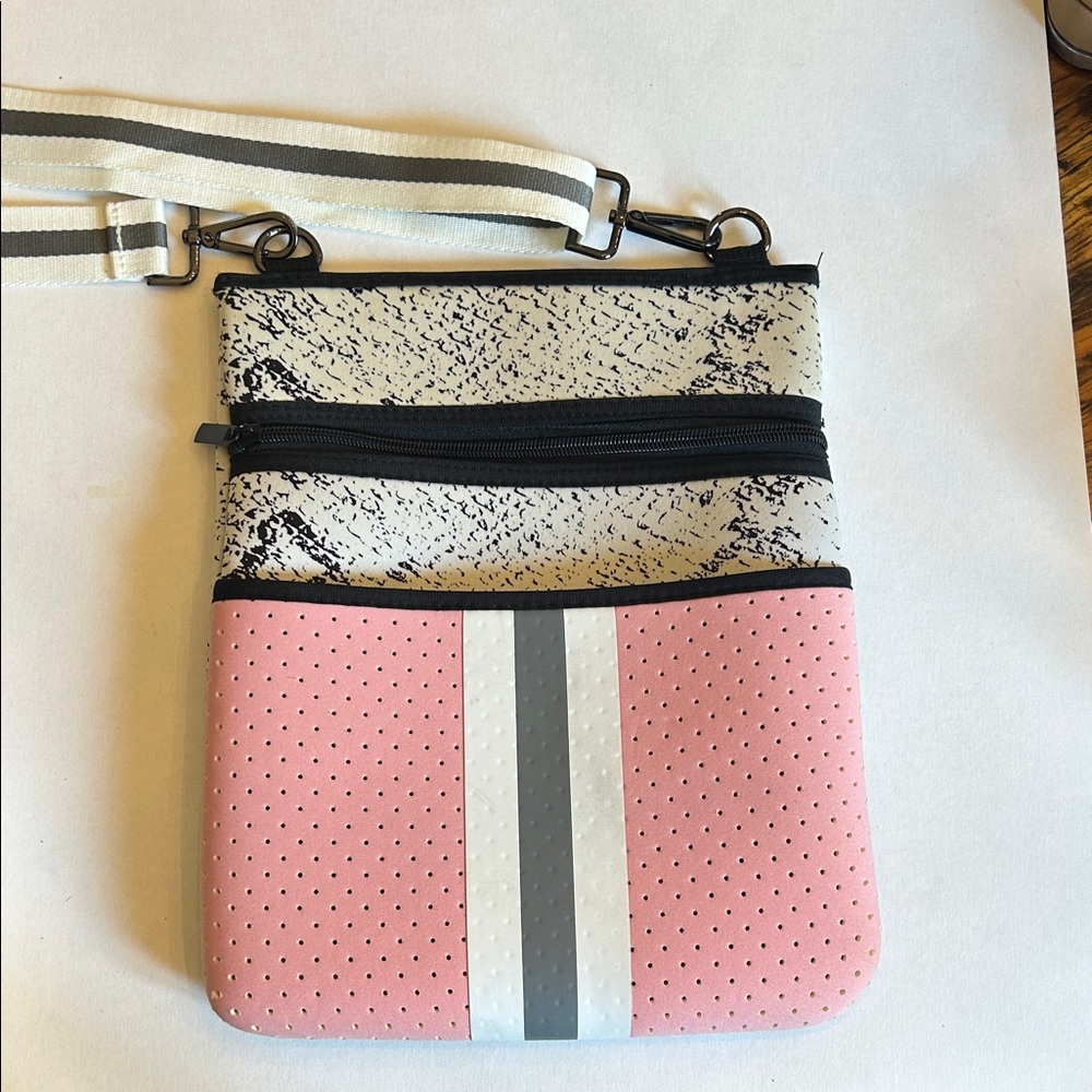 Stylish Pink and Gray Crossbody Bag